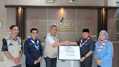 Peduli Bencana, Kwarcab Lambar Serahkan Dana Bumbung Kemanusiaan melalui Kwarda Lampung 