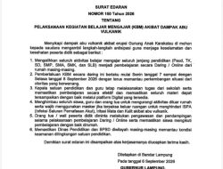 Abu Vulkanik Anak Krakatau, Gubernur Lampung Alihkan KBM ke Daring Mulai 7 September 2026